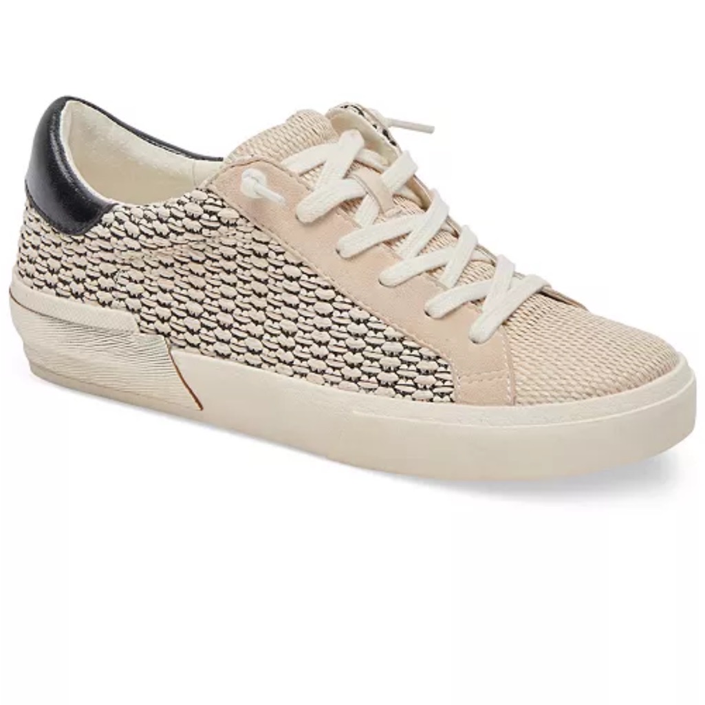 Dolce Vita Women's Zina Lace Up Sneakers 6.5 Black And Off-White With Silver